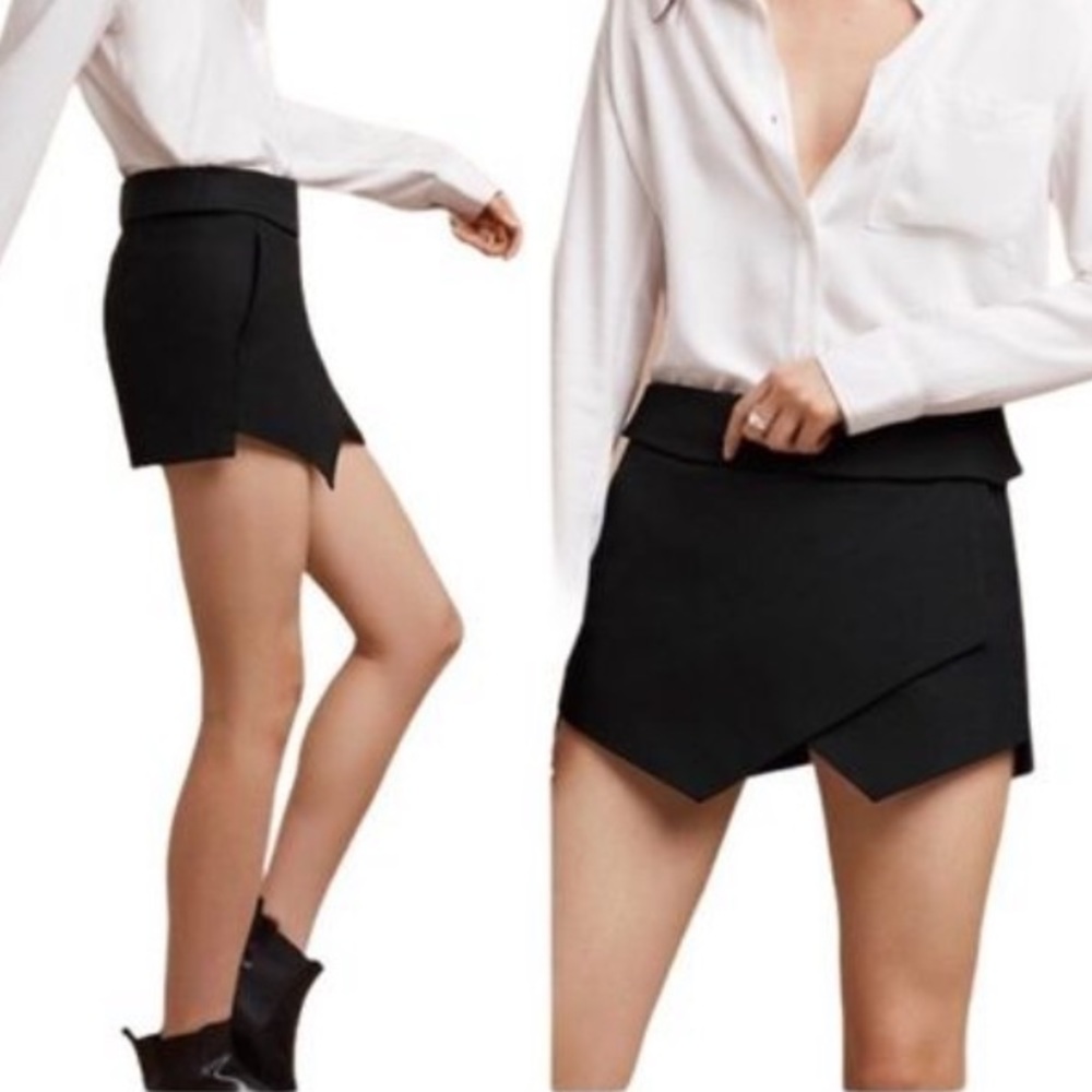 Aritzia Talula Berklee Envelope Skort Black Size 0 Wool Spandex Asymmetrical